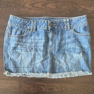 a.n.a Distressed Blue Denim Mini Skirt